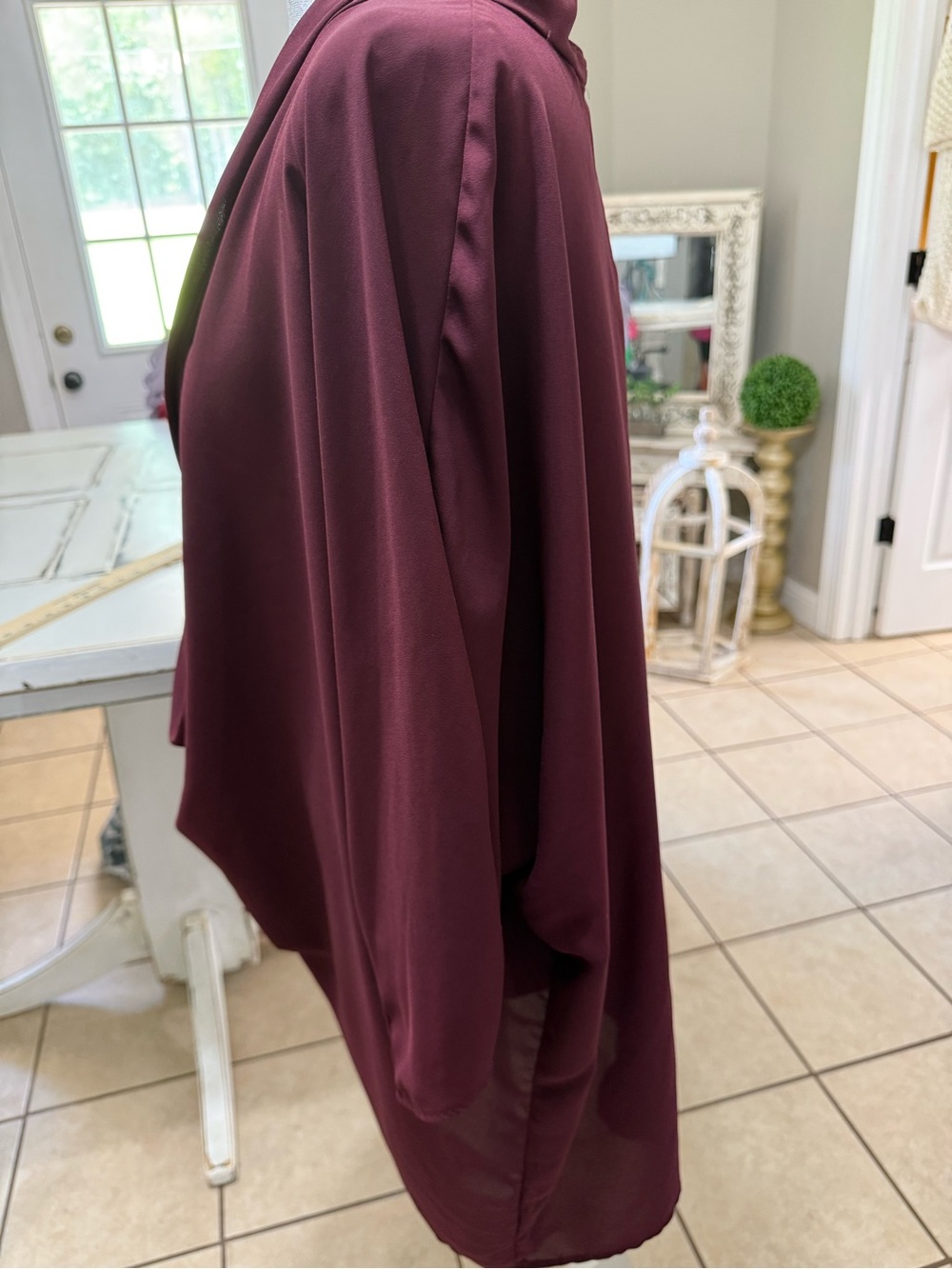 Cato Burgundy Oversized Draped Cowl Neck Boho Tunic Blouse M/L - Picture 5 of 12